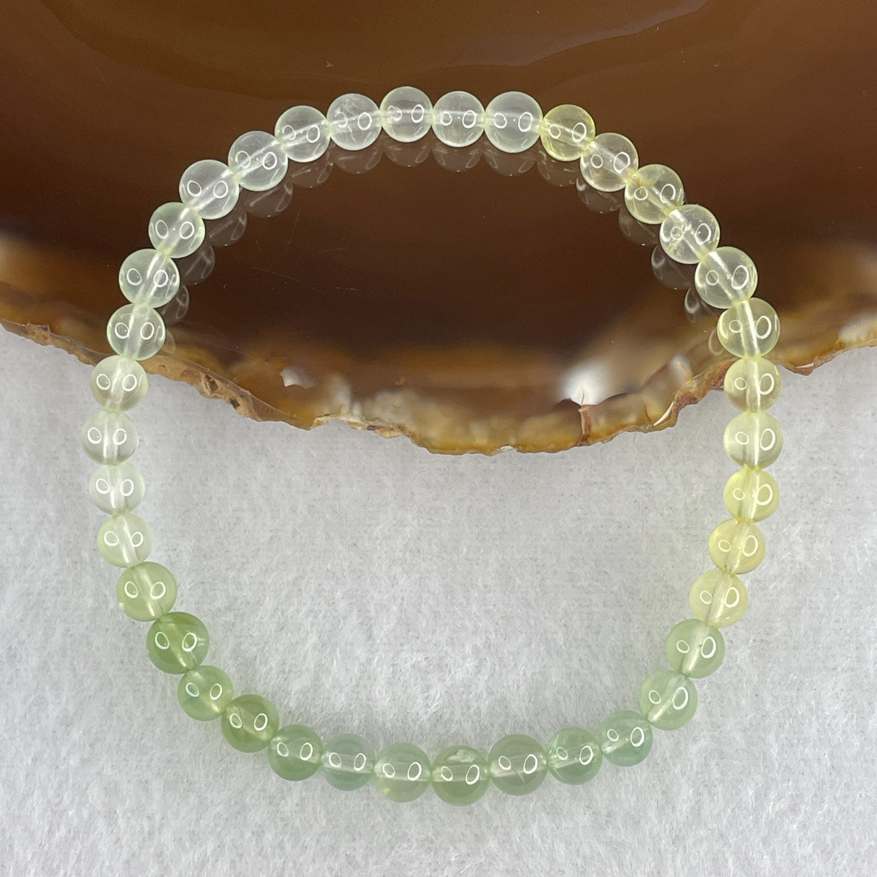 Good Grade Natural Prehnite Bead Bracelet | Delicate Translucent Chartreuse Gemstone Stretch Bracelet (7.81g | 16.5cm | 5.8mm Beads | 38 Beads)