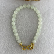Natural Type A Jelly Light Green Jadeite Beads Bracelet | (24.96g | 20cm | 8.1mm x 24 Beads | Heart Chakra Radiance, "Ping An" Smooth Luck & Feng Shui Prosperity Catalyst) - Huangs Jadeite and Jewelry Pte Ltd