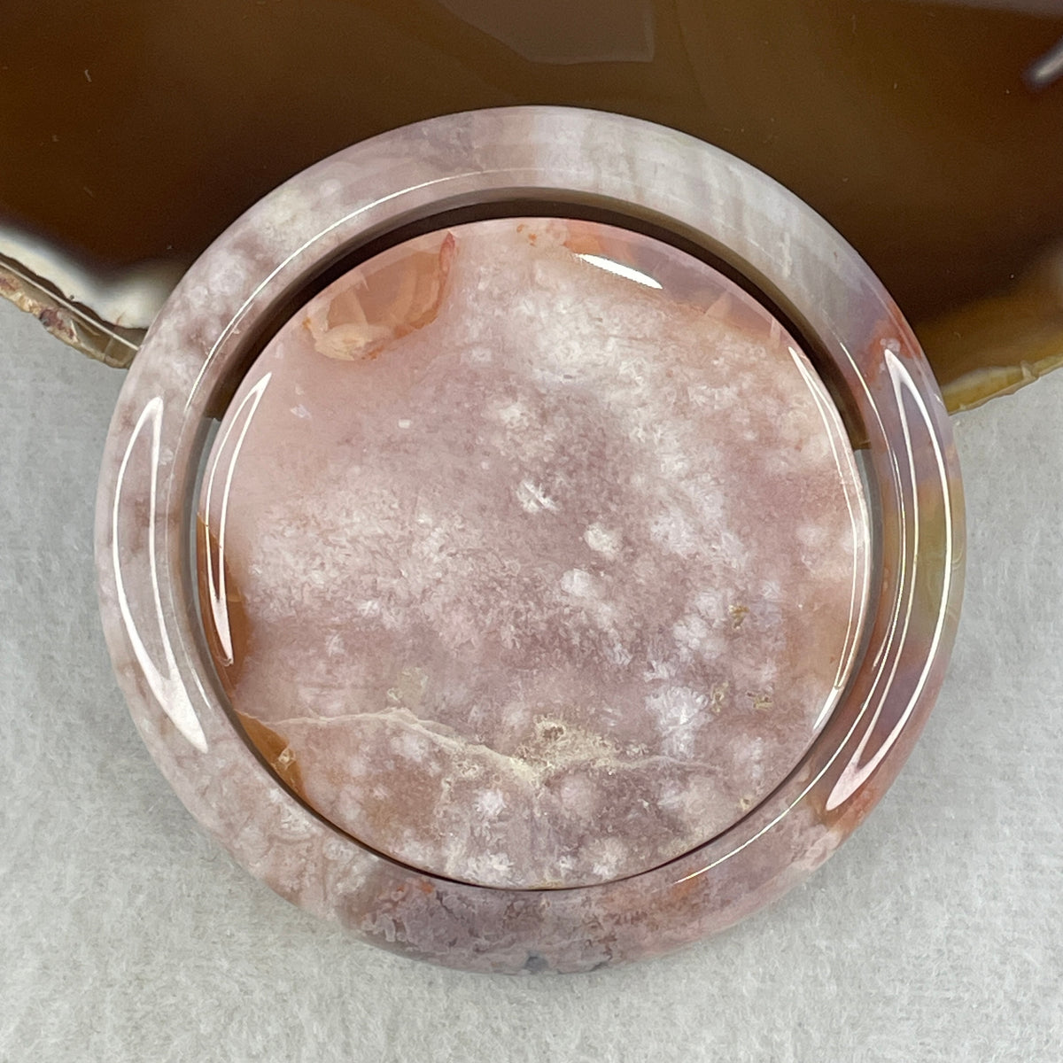 Natural Pinkish Flower Agate Set Bangle | (103.69g Total Set Weight | 55.2mm Inner Diameter | 11.2x7.5mm | Close to Perfect | Synergy, Love Magnet, Personal Fulfillment & Protection Shield)