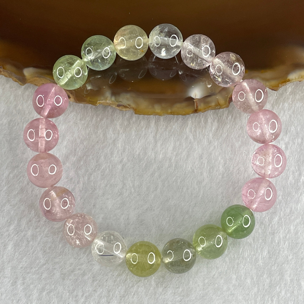 Very Good Natural Tourmaline Crystal Beads Bracelet 19.02g 14cm 8.6mm 20Beads