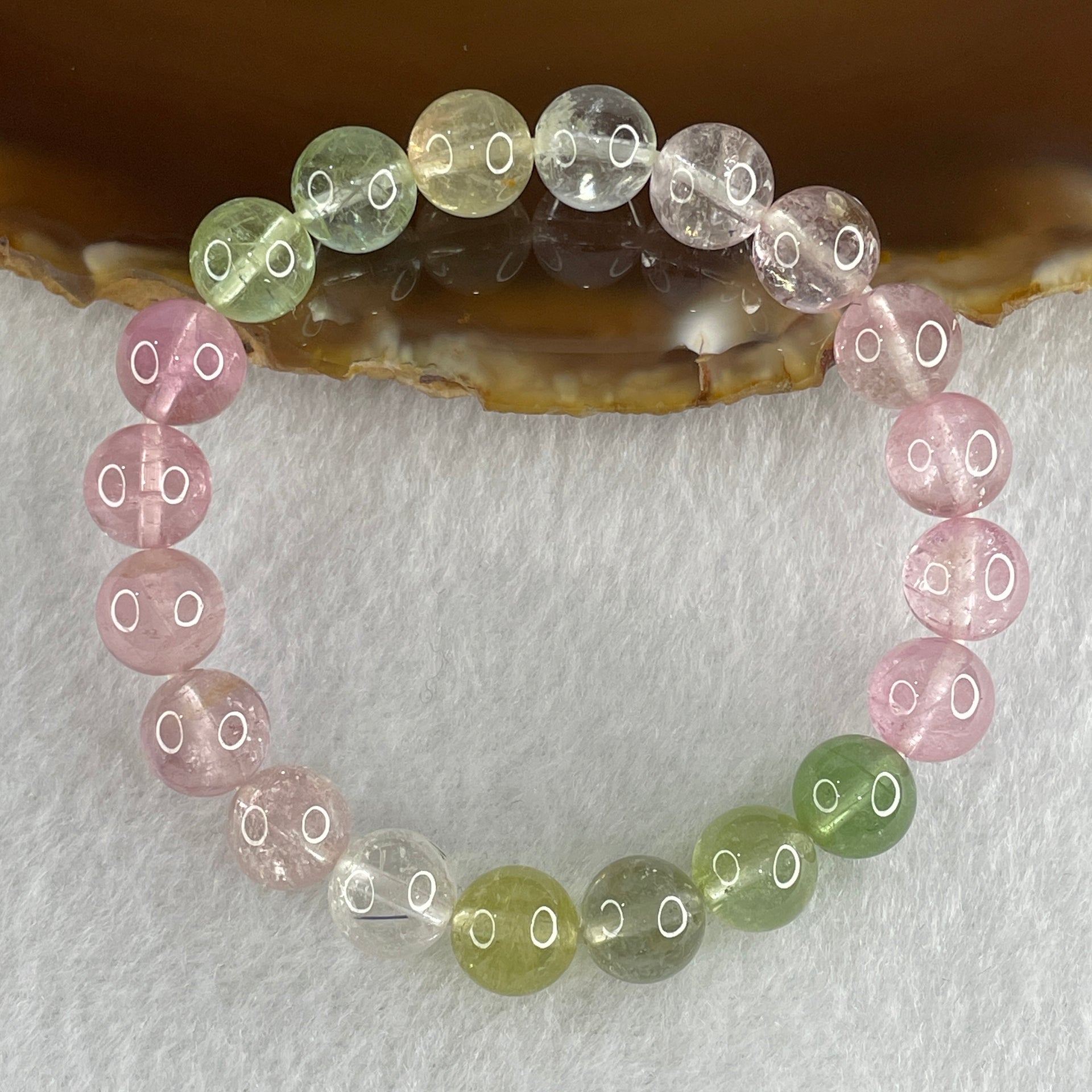 Very Good Natural Tourmaline Crystal Beads Bracelet 19.02g 14cm 8.6mm 20Beads - Huangs Jadeite and Jewelry Pte Ltd