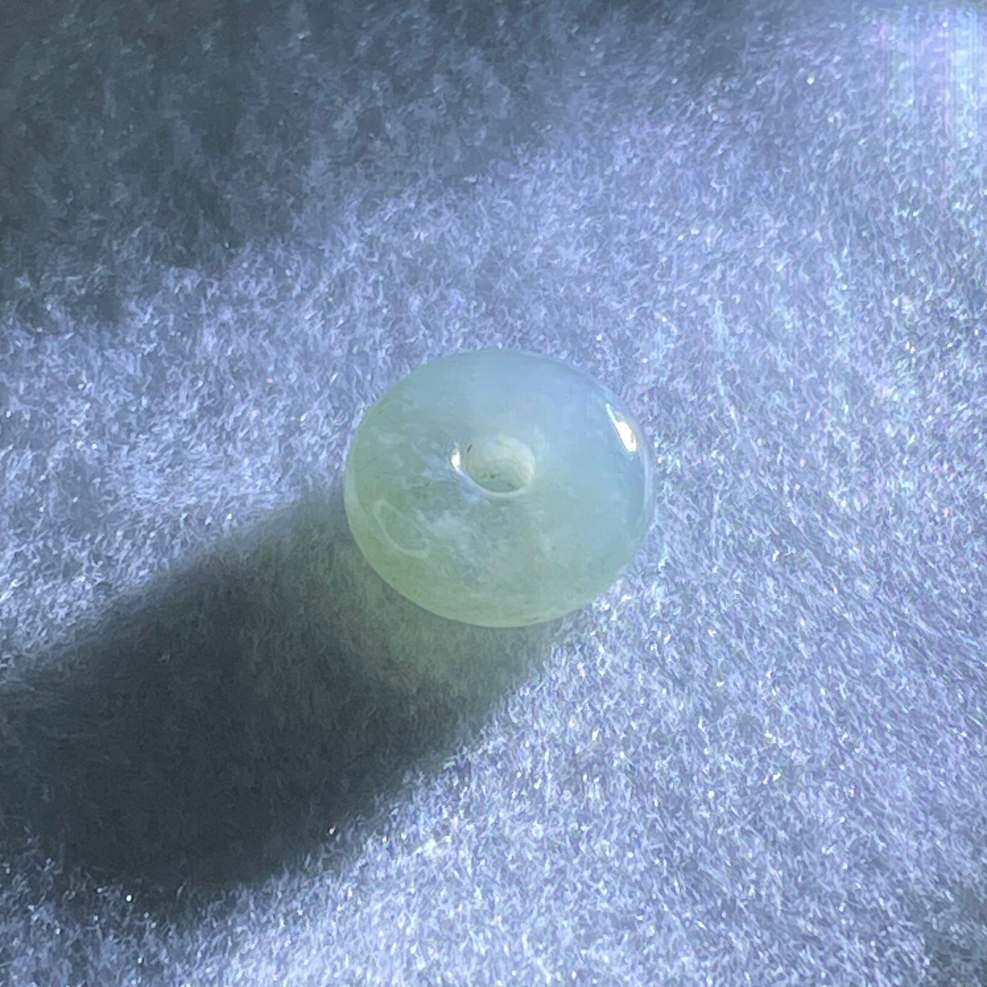 Type A Grey Jadeite Ping An Kou Donut Charm Pendant 3.28g 15.6 by 6.7mm - Huangs Jadeite and Jewelry Pte Ltd