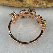Natural-Green-Garnet-with-Cubic-Zirconia-in-S925-Sliver-Gold-Color-Ring-2.32g-4.6-by-3.8-by-1.5mm-5-Pcs-(Adjustable-Size)