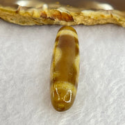 Natural Powerful Tibetan Old Oily Brown Yellowish White Agate Green Tara Dzi Bead Heavenly Master (Tian Zhu) 绿度母天珠 6.05g 37.7 by 10.4mm - Huangs Jadeite and Jewelry Pte Ltd