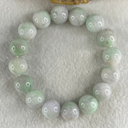 Type A Light Green with Slight Light Lavender Jadeite Beads Bracelet 47.81g 15cm 12.2mm 16 Beads - Huangs Jadeite and Jewelry Pte Ltd