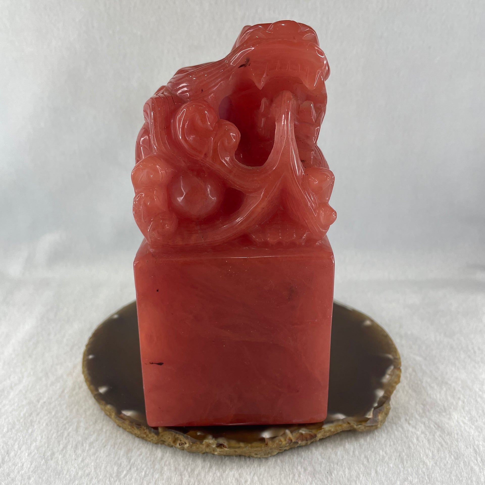 Red Cherry Quartz Dragon Seal Display by by