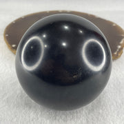 Natural Shungite Ball Display With Wooden Stand 775.36g 78.0 by 97.5mm - Huangs Jadeite and Jewelry Pte Ltd