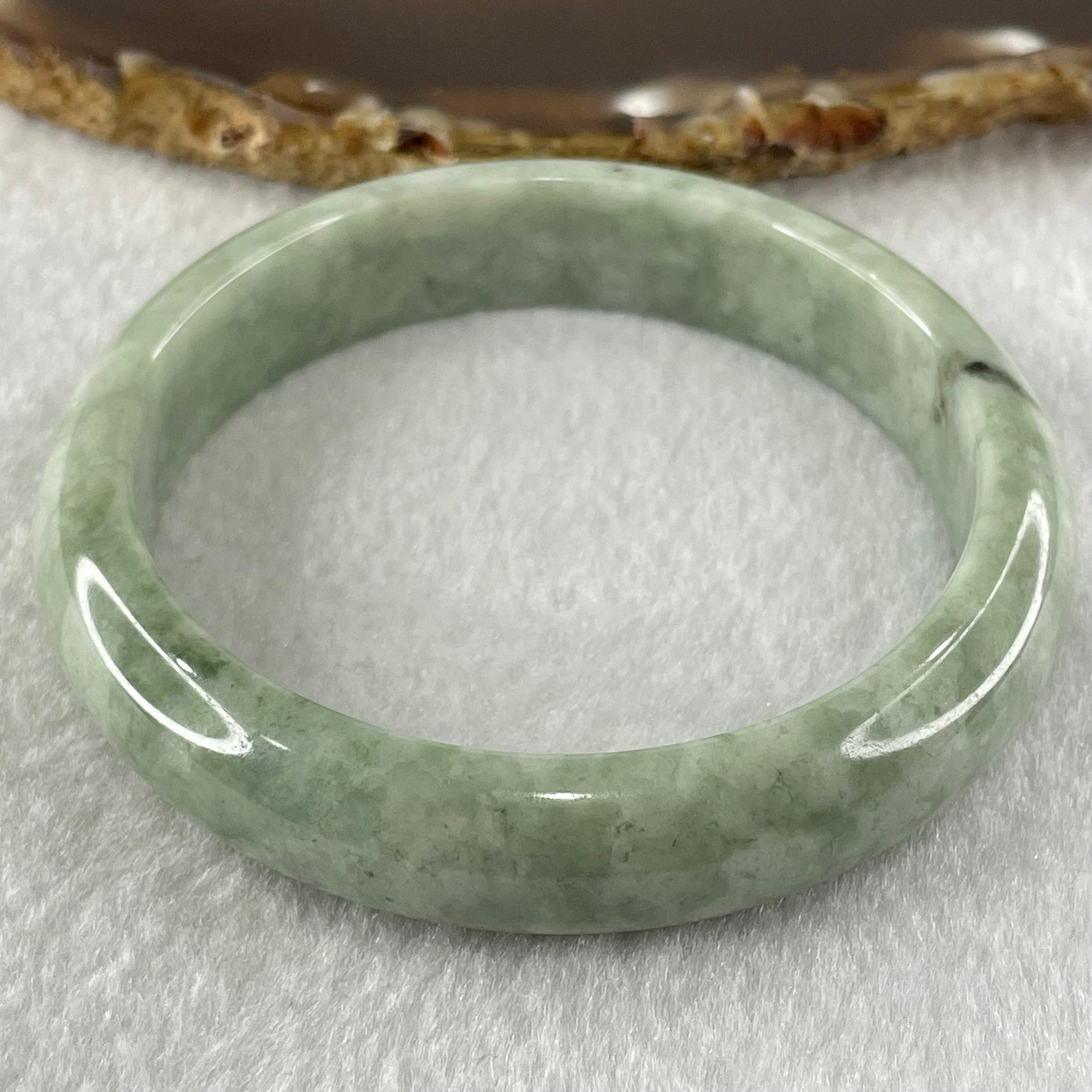 Type A Green Dou Qing Jadeite Bangle 49.01g Internal Diameter 57.6mm 13.0 by 7.5mm (External Line - Huangs Jadeite and Jewelry Pte Ltd