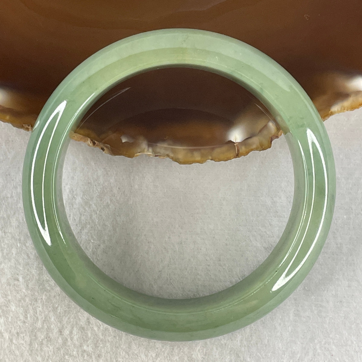 Certified Natural Type A Green Jadeite Flat Bangle | 54.4mm Inner Diameter (72.17g | 16.5x8.5mm | Heart Chakra Harmony, Serene Vitality & Wealth Shield)  (Very Very Slight Internal Line)