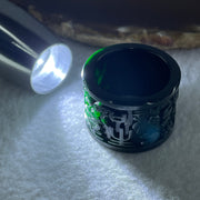 Rare Type A Old Mine Full Spicy Green Jade Jadeite Dragon Ring 17.59g US 14.75 HK 33.5 Inner Diameter 23.7mm Thickness 21.6 by 3.4 - Huangs Jadeite and Jewelry Pte Ltd