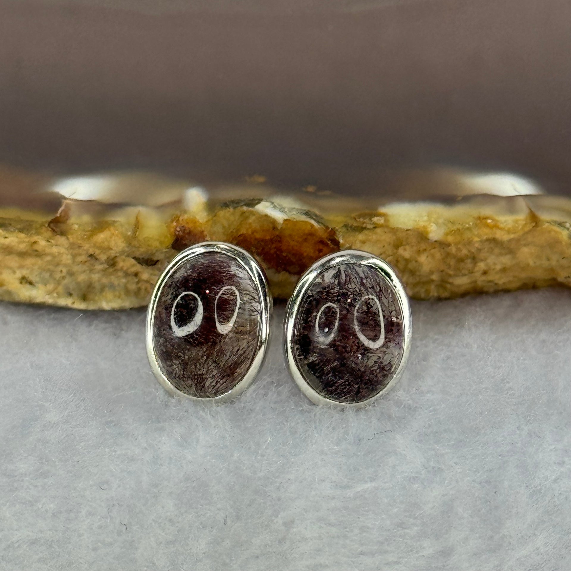 Good Grade Natural Super 7 S925 Silver Earrings 2.58g 10.7 by 7.8 by 5.0mm - Huangs Jadeite and Jewelry Pte Ltd