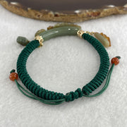 Natural Type A Brownish with Green Jadeite Flowers with Gold Fish and Bag Charms Bracelet 12.29g 17cm 7.0 by 10.9mm - Huangs Jadeite and Jewelry Pte Ltd