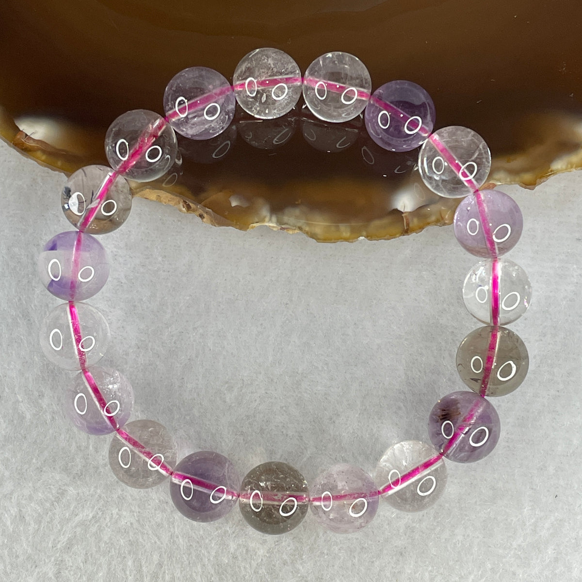 Certified Entry-Grade Natural Super 7 Crystal Beads Bracelet | Bold High-Mass Showcase Strand | Authentic Sacred Seven Multi-Mineral Inclusions Quartz Spiritual Catalyst & Auric Shield Bracelet (32.24g | 16.5cm Length | 10.8mm | 19 Beads)