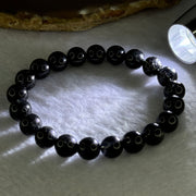 Natural Black Rutilated Quartz Beads Bracelet 天然黑发水晶手链 23.53g 16cm 9.4mm 21 Beads - Huangs Jadeite and Jewelry Pte Ltd