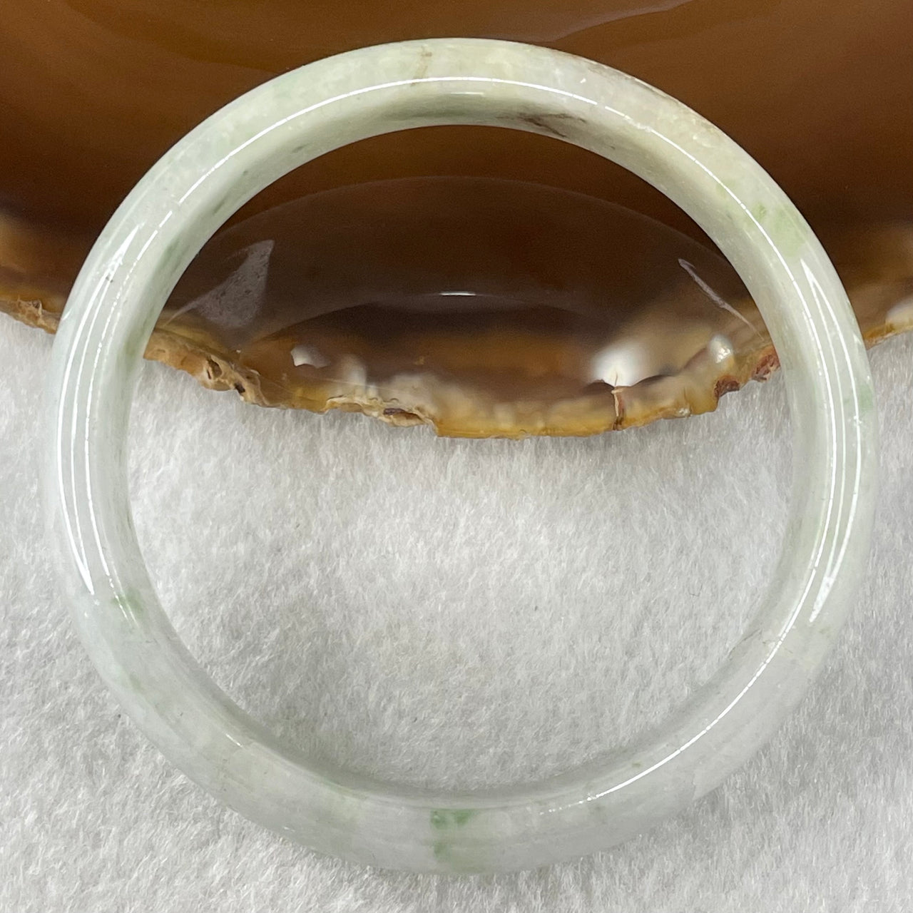 Type A Lavender Green with Green Piao Hua Jadeite Bangle 37.52g Internal Diameter 55.1mm 14.5 by 6.1mm (External Lines with Internal Lines) - Huangs Jadeite and Jewelry Pte Ltd