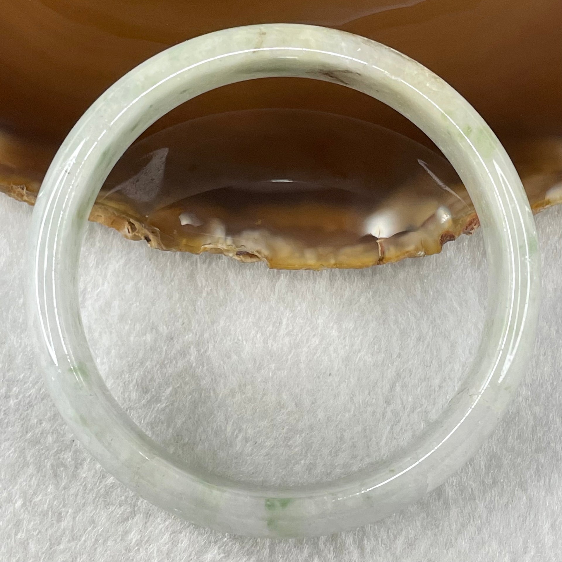 Type A Lavender Green with Green Piao Hua Jadeite Bangle 37.52g Internal Diameter 55.1mm 14.5 by 6.1mm (External Lines with Internal Lines) - Huangs Jadeite and Jewelry Pte Ltd