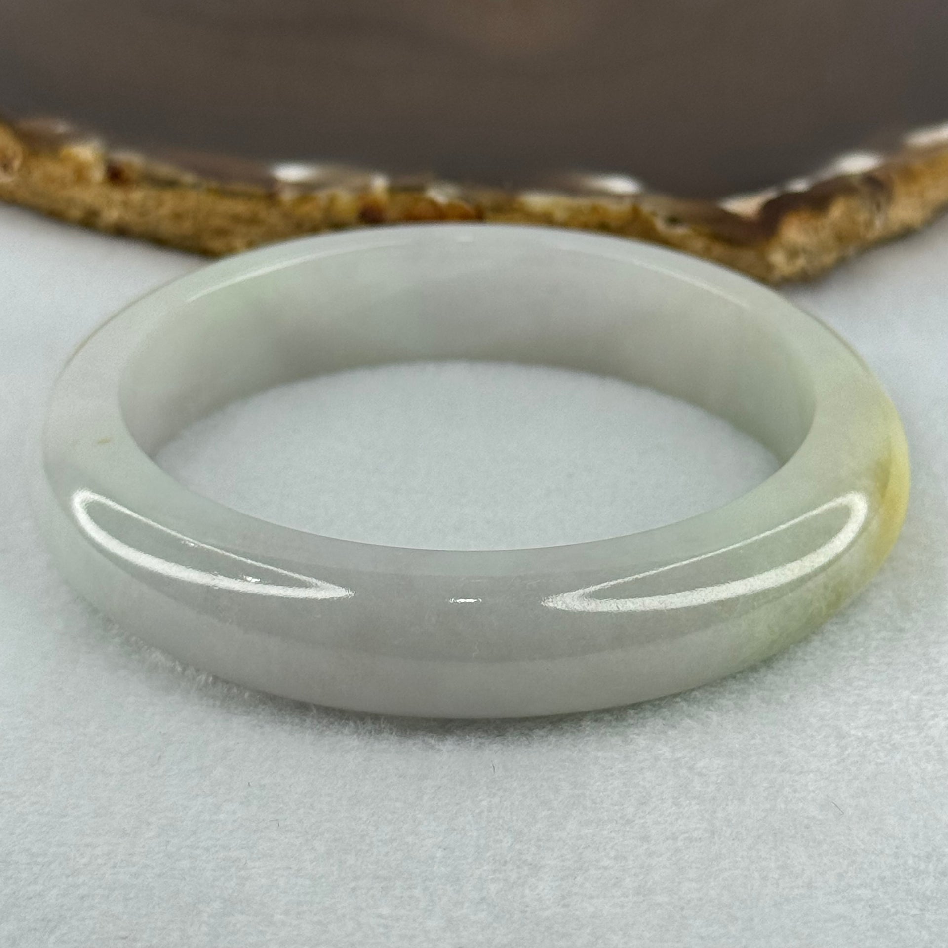 Type A Faint Lavender and Faint Green with Yellow Patches Jadeite Bangle Internal Diameter 58.2mm 67.56g 13.3 by 9.0mm (Internal Line) - Huangs Jadeite and Jewelry Pte Ltd