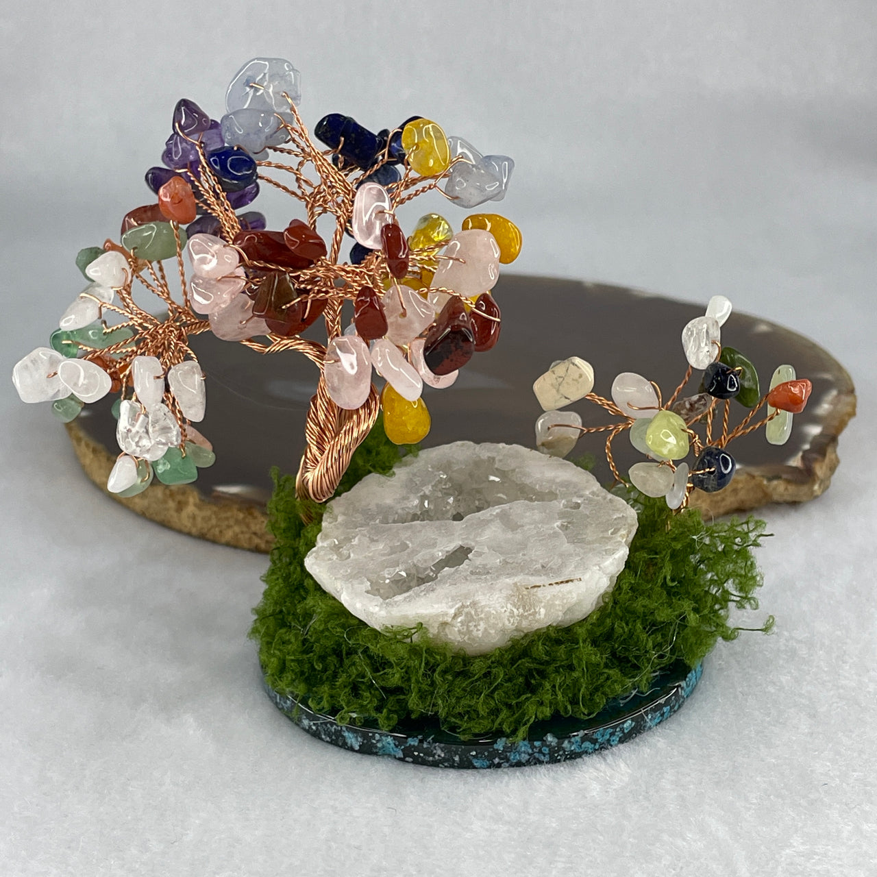 Muti Treasures (Clear Quartz, Amethyst, Red Jasper, Citrine, Rose Quartz,  Aventurine) with Clear Quartz Wealth Pot 122.71g 112.5 by 64.5 by 89.2mm - Huangs Jadeite and Jewelry Pte Ltd