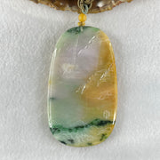 Grandmaster Type A Yellowish Brown with Green and Lavender Patches Jadeite Shan Shui with Double Benefactor 禅悟 Pendant 98.00g 81.3 by 47.3 by 10.5mm - Huangs Jadeite and Jewelry Pte Ltd