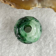 Natural Type A Lao Keng Old Mine Green with Light Green Jadeite Flora Carving Bead Charm 1.37g 11.4mm - Huangs Jadeite and Jewelry Pte Ltd
