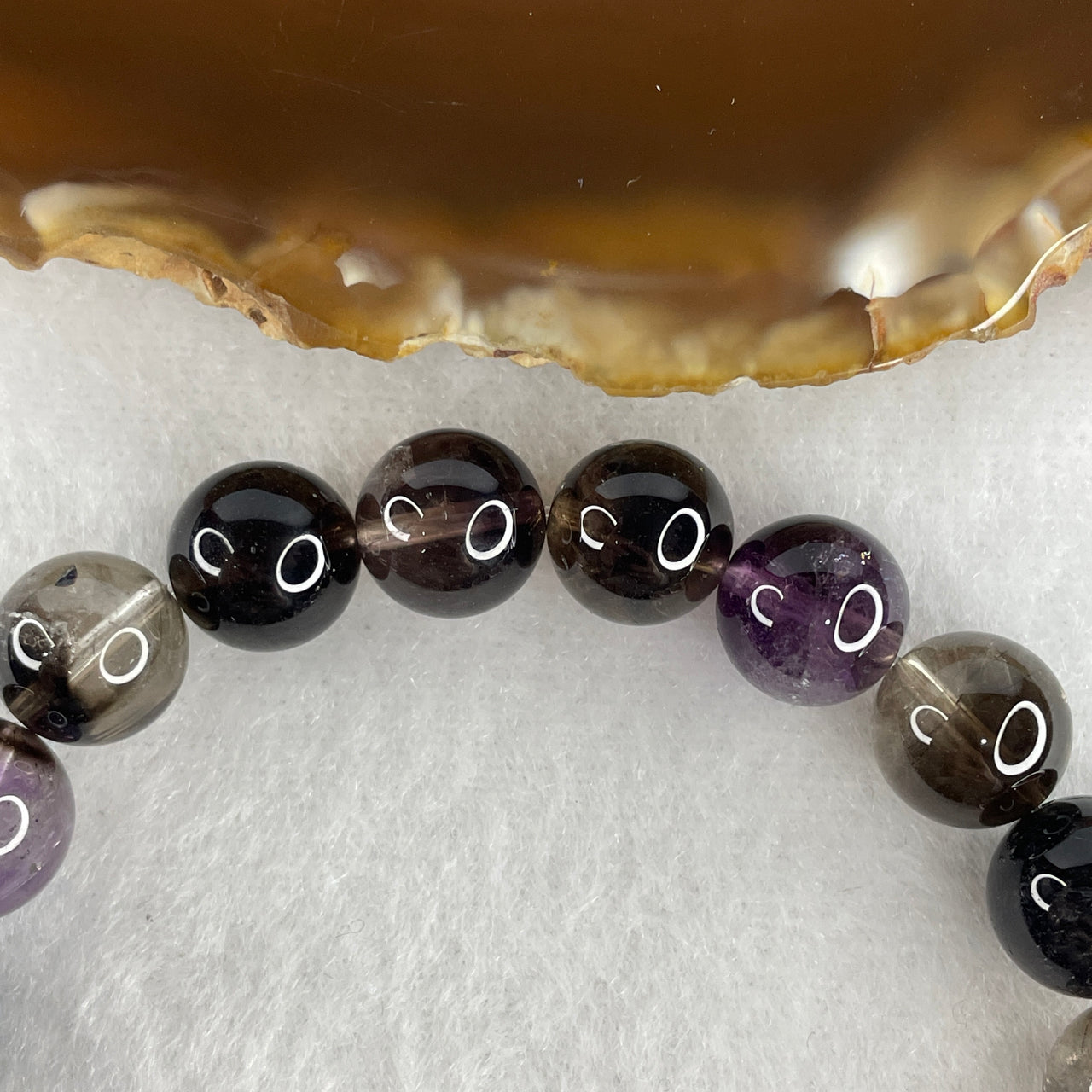 Certified Above Average Natural Fully Transparent Black Super 7 Crystal Bead Bracelet | (29.52g 10.6mm | 17cm Wrist Sizing | 20 Beads)