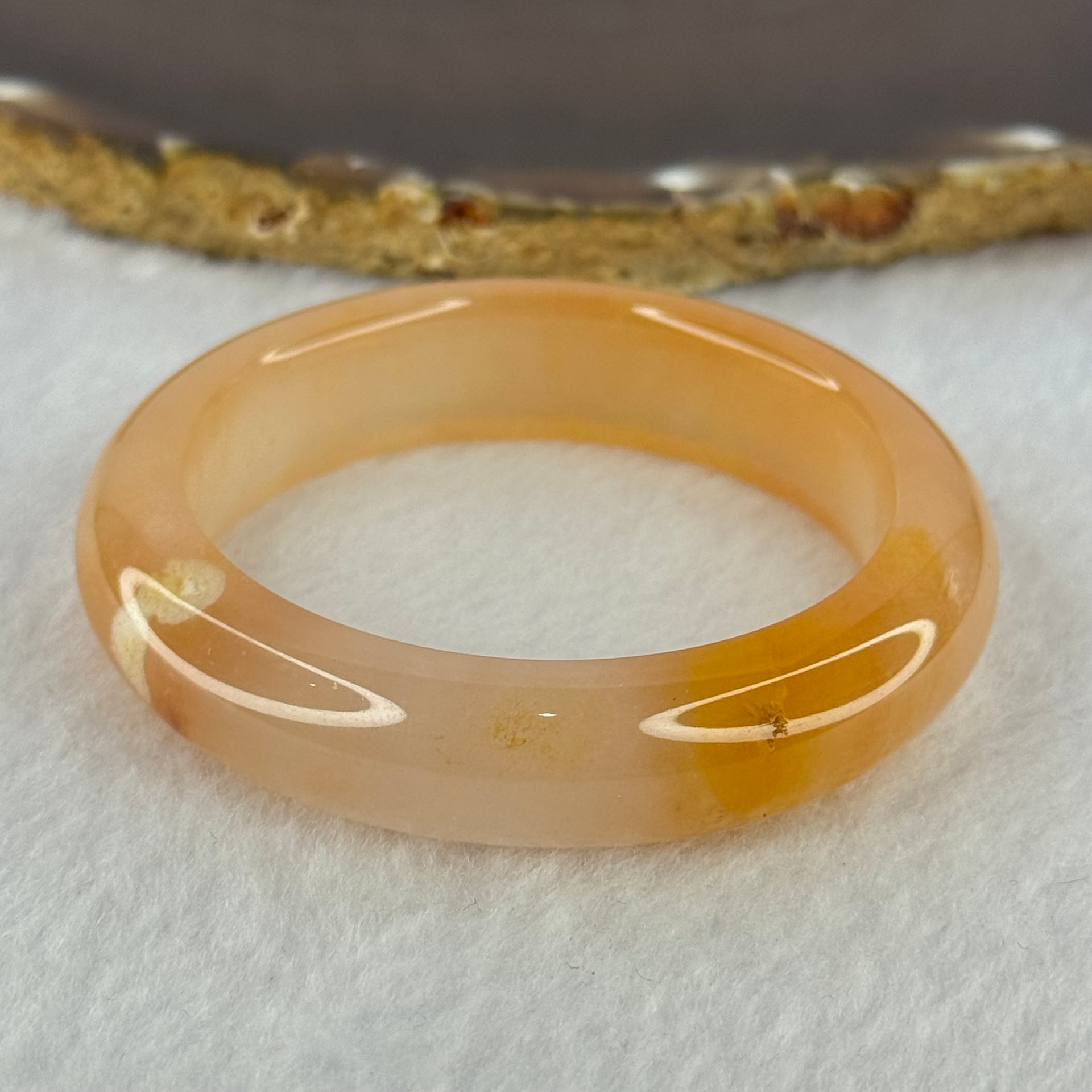 Transparent Peach Yellow Quartzite Jade Bangle 天山水沫玉手镯 43.05g Internal Diameter 48.3mm 13.3 by 9.3mm - Huangs Jadeite and Jewelry Pte Ltd