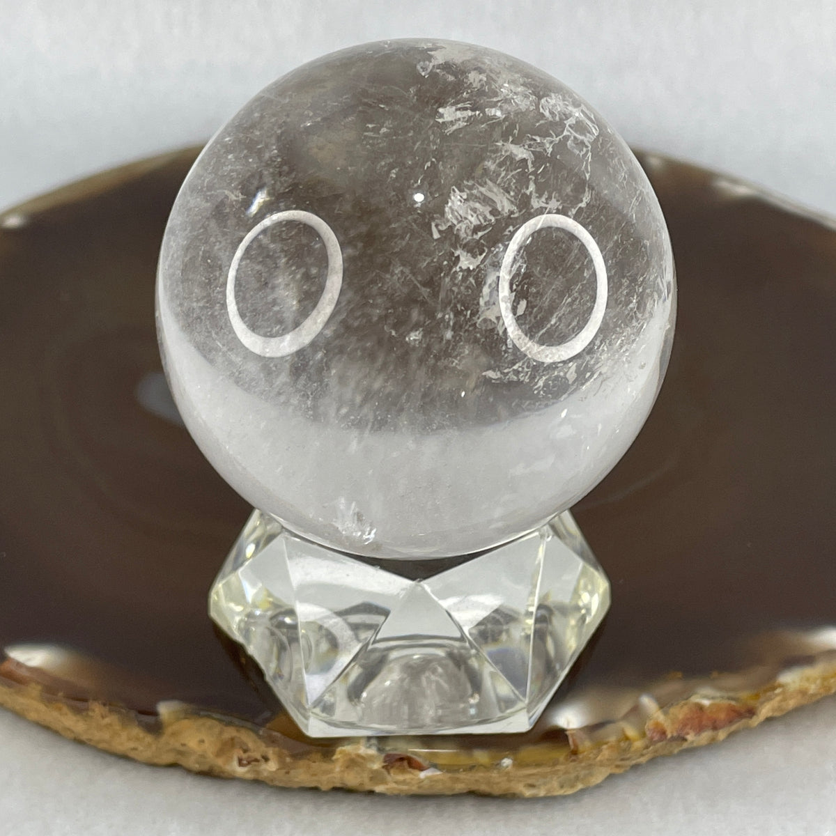 Good Grade Clear Quartz Sphere Display with Clear Acrylic Stand | Magnifier & Master Clarity Orb (190.84g | 51.5x60.0mm | Harmonizer, Energy Amplifier, Mind De-Clutterer & Feng Shui Purification Anchor)