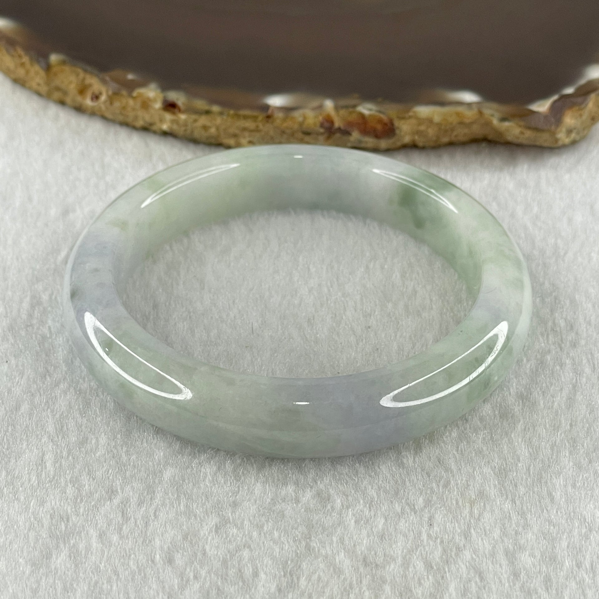 Natural Type A Jelly Light Lavender Light Green Jadeite Bangle 48.52g Inner Diameter 54.6mm 11.4 by 9.2mm (Internal Line) - Huangs Jadeite and Jewelry Pte Ltd
