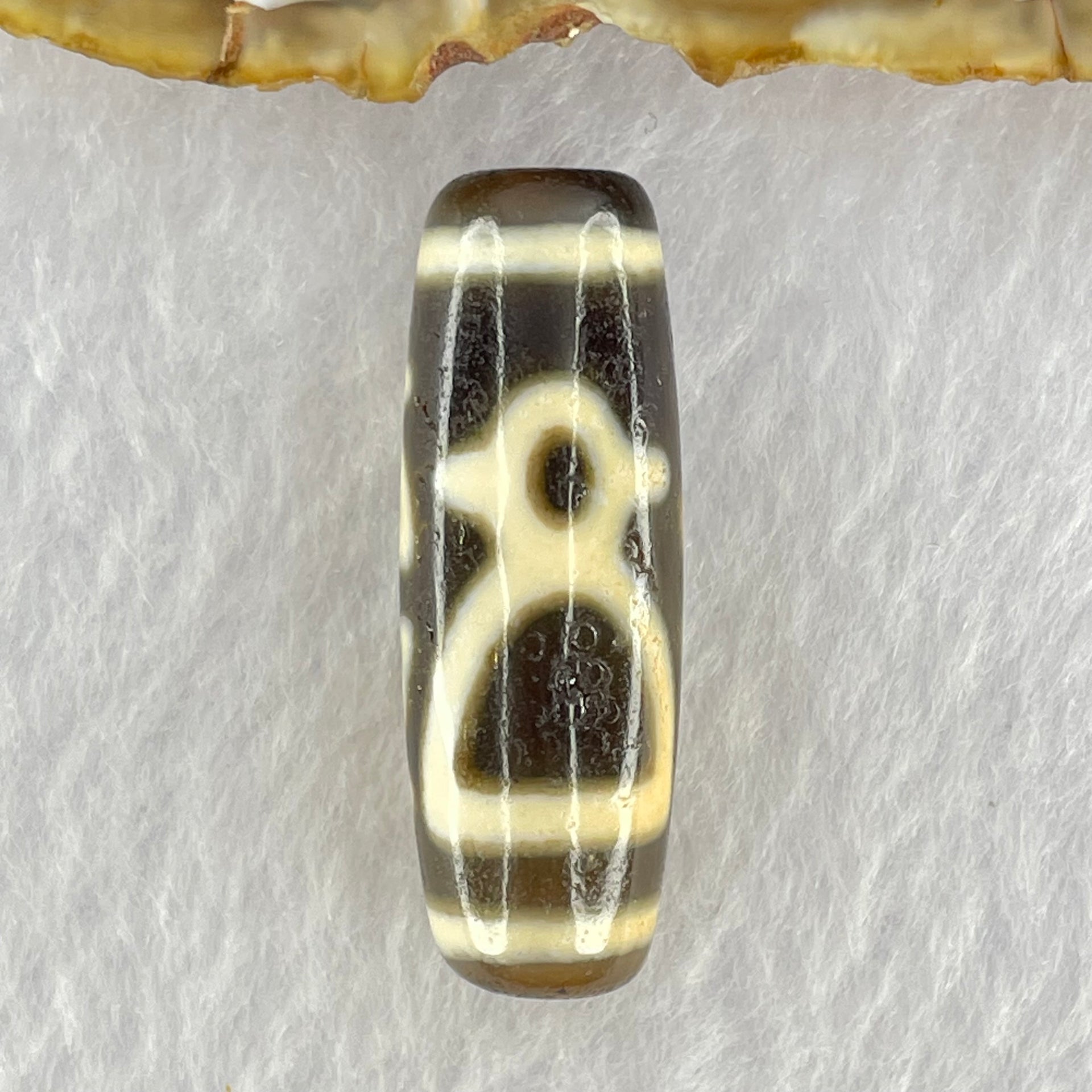 Natural Powerful Tibetan Old Oily Agate 5 Cai Shen Dzi Bead Heavenly Master (Tian Zhu) 9.29g 36.9 by 12.5mm - Huangs Jadeite and Jewelry Pte Ltd
