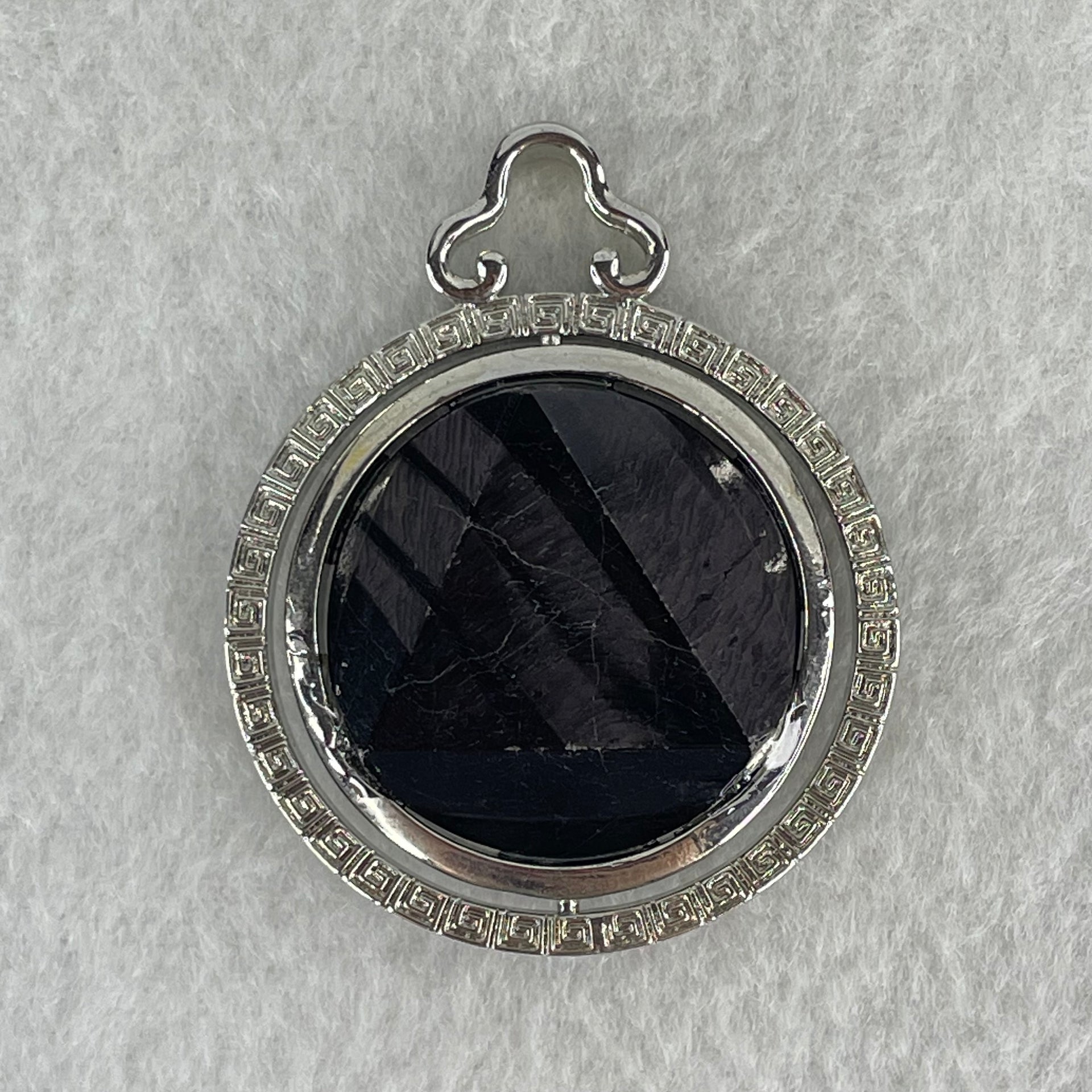 Natural Hypersthene in Stainless Steel Pendant 22.13g 25.0 by 8.0mm - Huangs Jadeite and Jewelry Pte Ltd