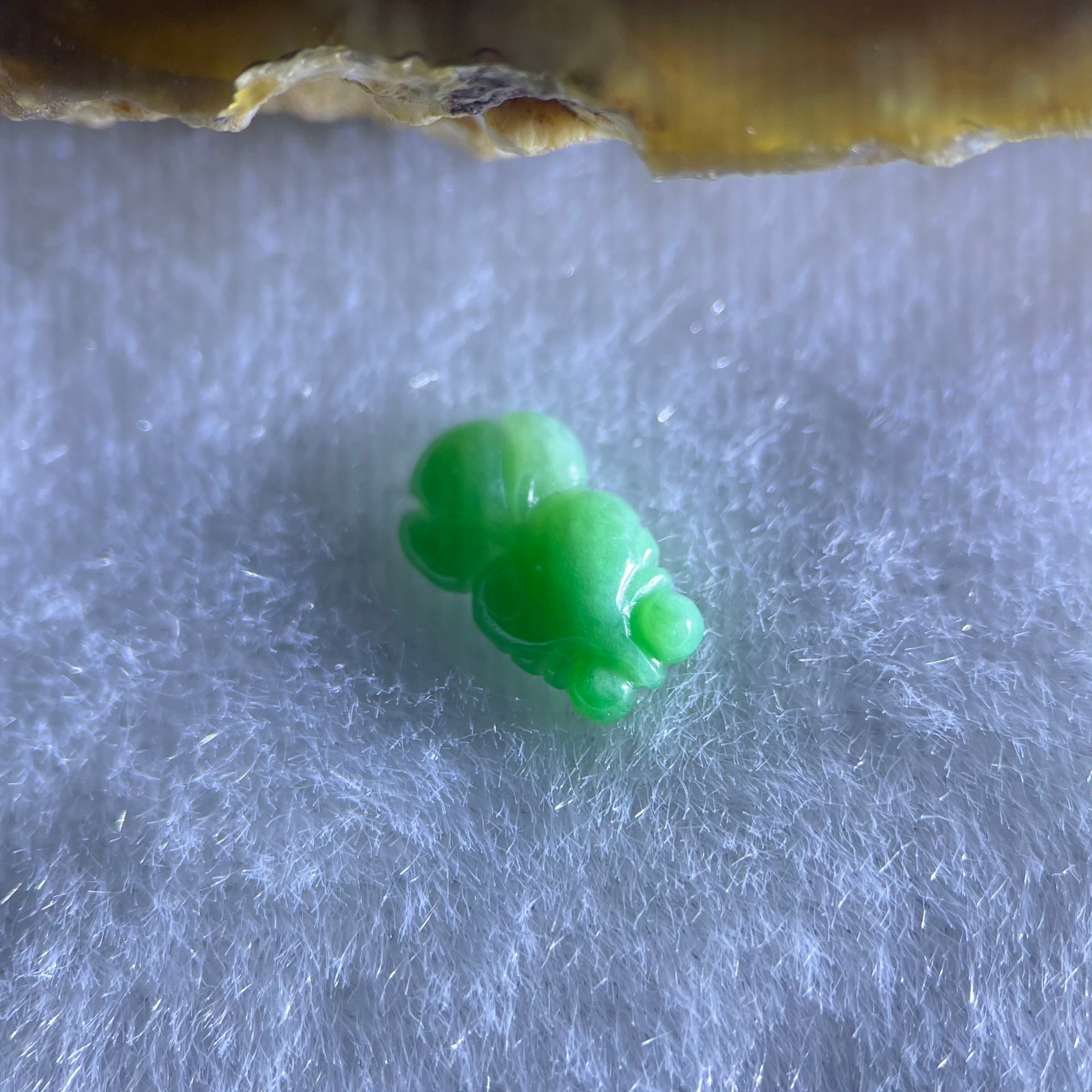 Type A Old Mine Full Green Jadeite Goldfish Charm Stone For Setting 0.15g 8.6 by 5.1 by 1.7mm - Huangs Jadeite and Jewelry Pte Ltd