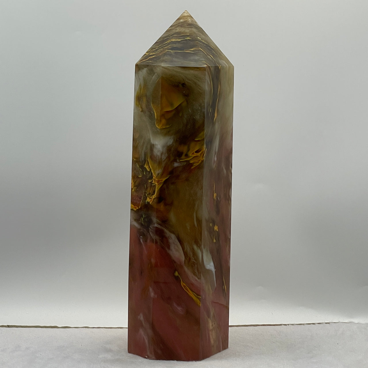 Red Yellow Cherry Quartz Tower Display 2,777.5g 83.2 by 70.9 by 290.0mm - Huangs Jadeite and Jewelry Pte Ltd