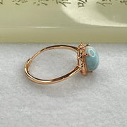 Natural Larimar in S925 Silver Rose Gold Color Ring (Adjustable Size) 1.97g 9.1 by 4.5mm - Huangs Jadeite and Jewelry Pte Ltd