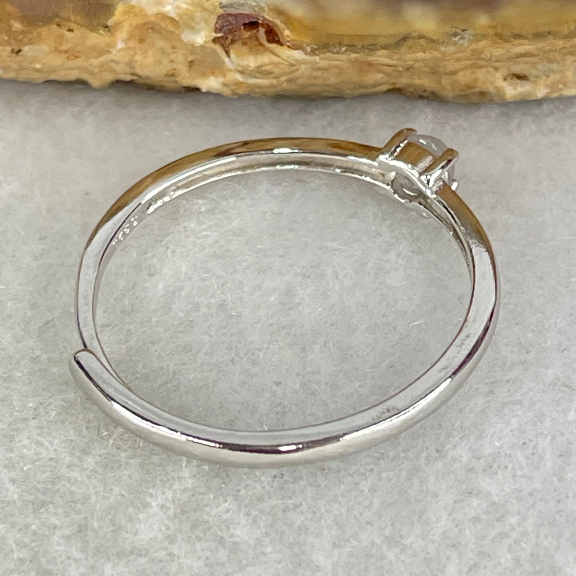 Type A Semi Icy Lavender Cabochon Jadeite in S925 Sliver Ring (Adjustable Size) 0.87g 3.3 by 1.5mm - Huangs Jadeite and Jewelry Pte Ltd