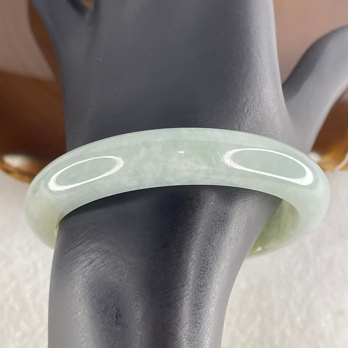 Certified Natural Type A Sky Blue & Yellowish Spot Jadeite Bangle | (47.46g | 53.7mm Inner Diameter | 11.1mm x 8.3mm | Close to Perfect | Throat, Solar Plexus, Crown & Heart Chakra Synergy, Wisdom & Wealth Magnet Anchor) - Huangs Jadeite and Jewelry Pte Ltd