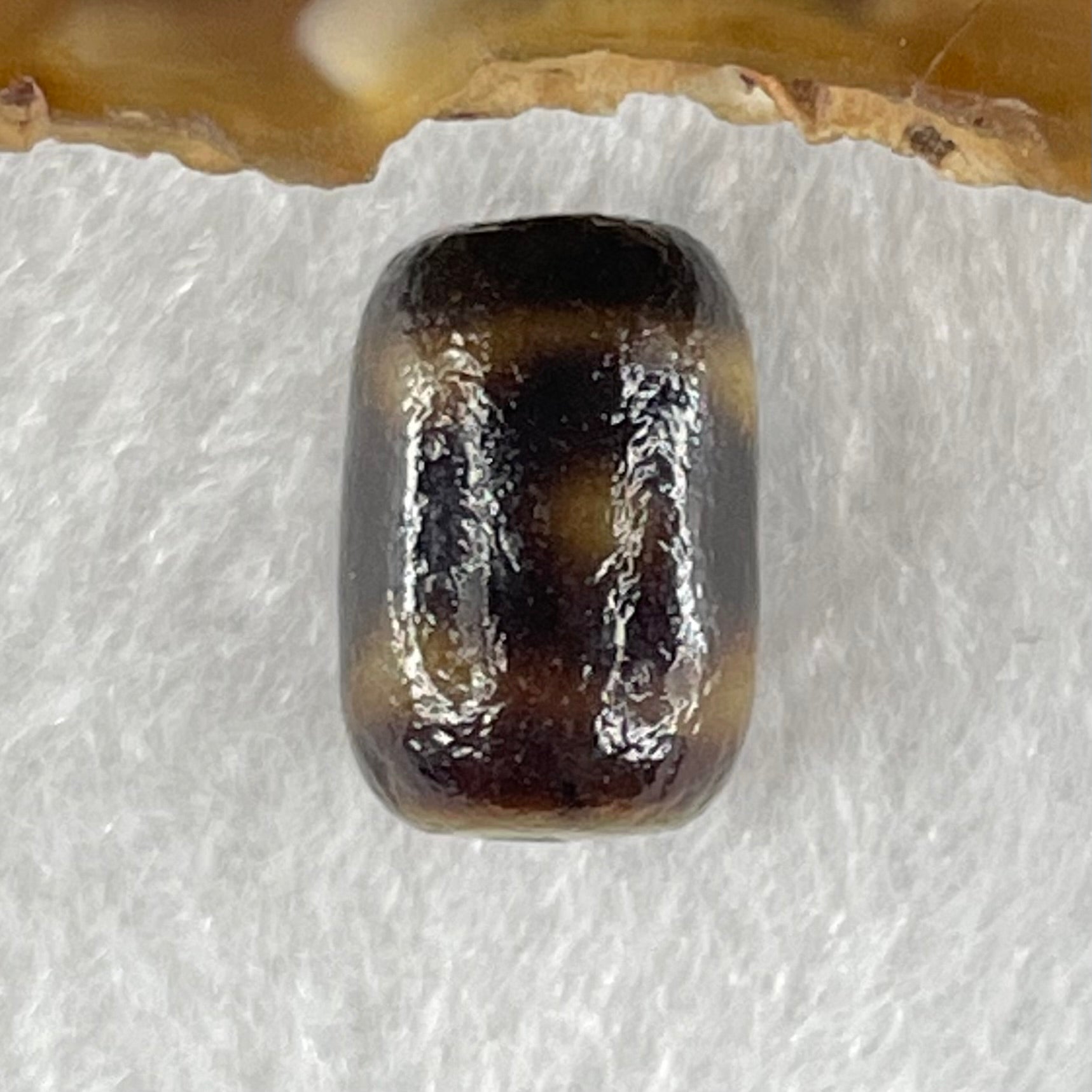Natural Powerful Tibetan Old Oily Agate 3 Eyes Dzi Bead Heavenly Master (Tian Zhu) 三眼天诛 1.66g 12.9 by 8.8mm - Huangs Jadeite and Jewelry Pte Ltd
