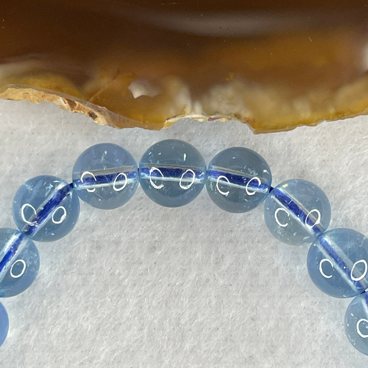 Certified Very Good Natural Transparent Aquamarine Beads Bracelet 15.11g 16cm 7.9mm 25 Beads