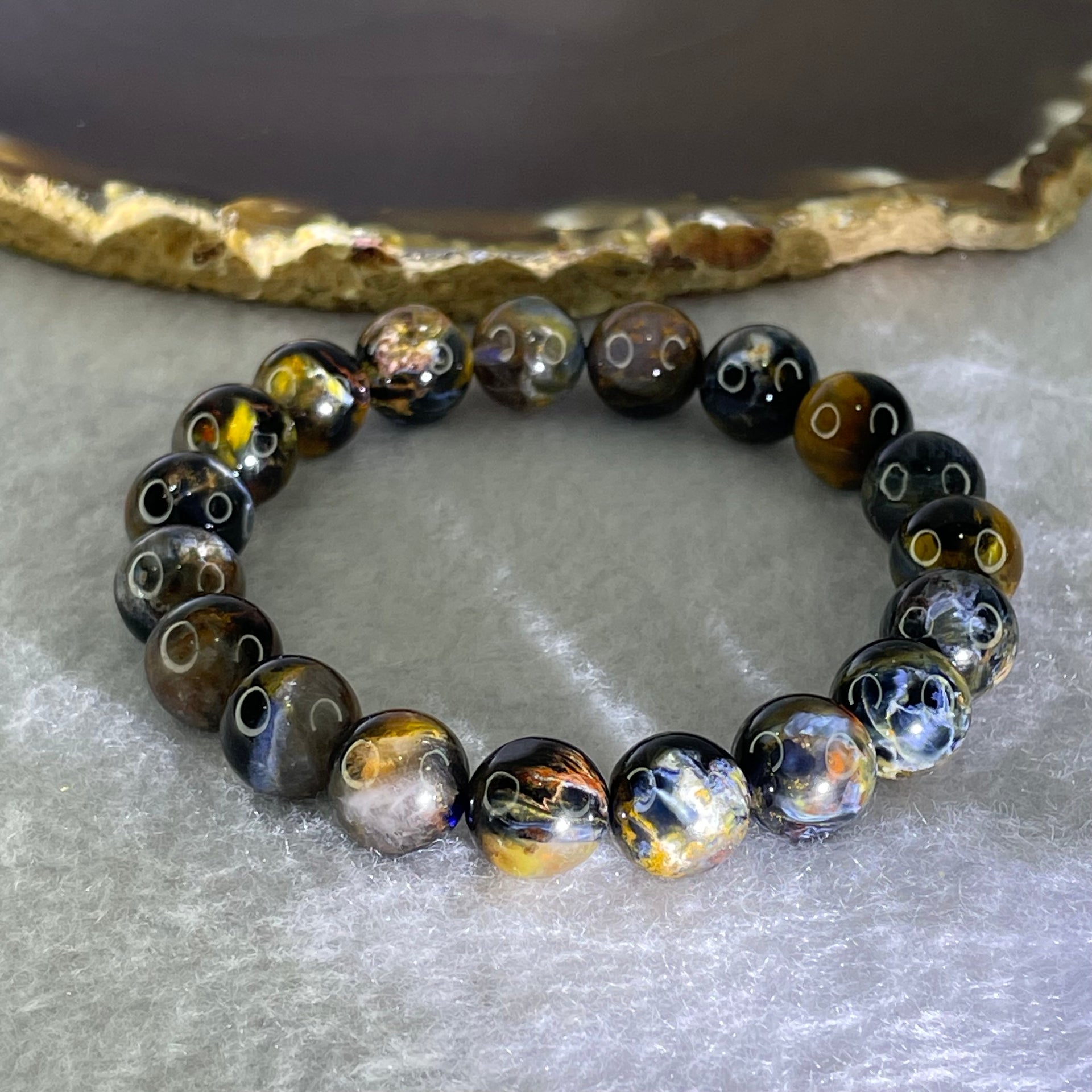 Good Grade Natural Petersite Beads Bracelet 31.46g 17cm 10.9mm 19 Beads - Huangs Jadeite and Jewelry Pte Ltd