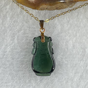 Good Grade Natural Blueish Green Tourmaline Crystal Vase Pendant with 18K Rose Clasp and Gold Color S925 Silver Necklace 2.28g 16.5 by 9.8 by 4.7mm - Huangs Jadeite and Jewelry Pte Ltd