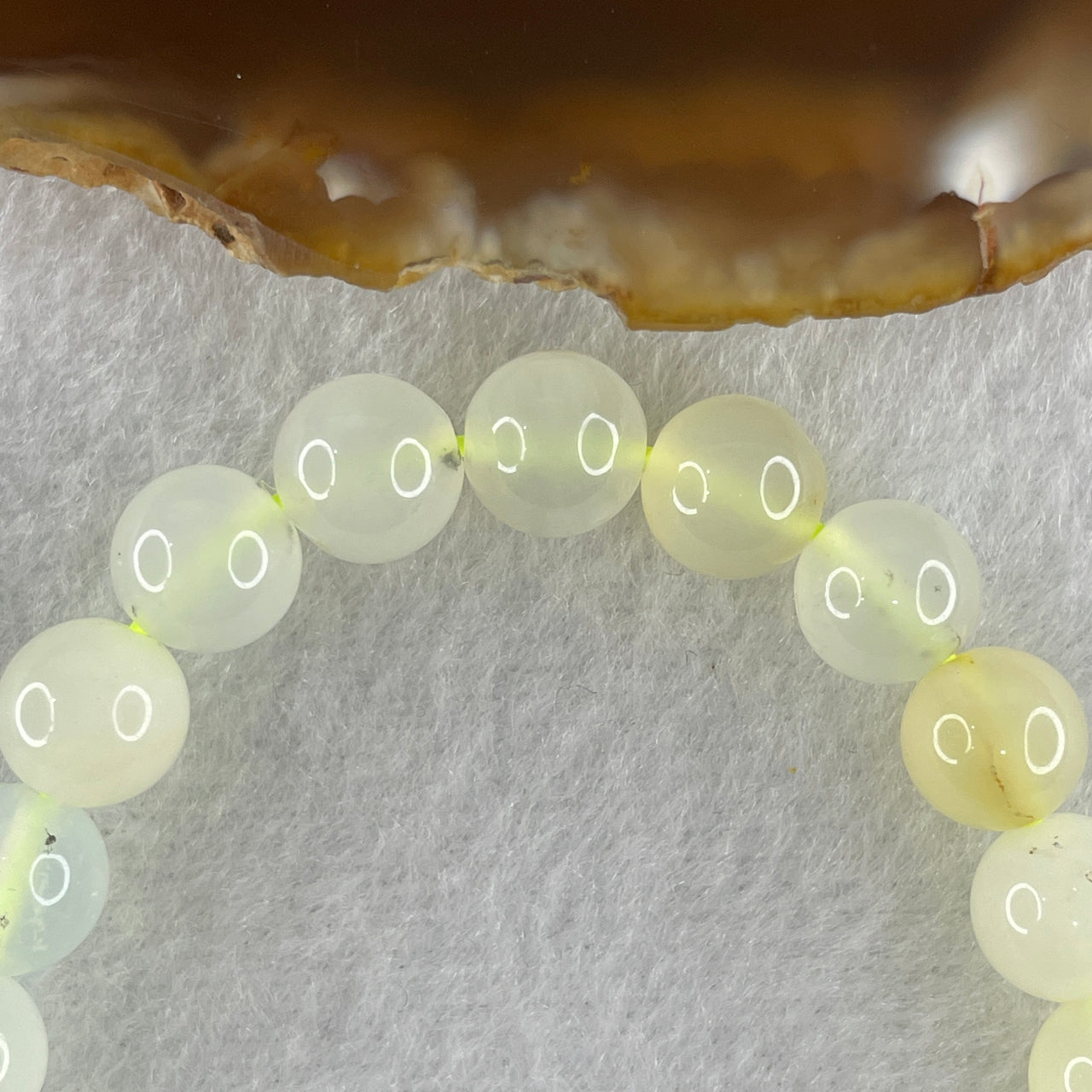 Natural White Agate Chalcedony Beads Bracelet 13.37g 15cm 8.3mm 23 Beads