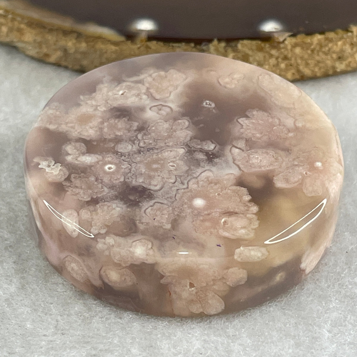 Natural Pink Flower Agate Oval Bangle Set 82.68g Inner Diameter 55.7mm 10.3 by 6.8mm (Very Very Slight External Rough) - Huangs Jadeite and Jewelry Pte Ltd