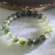 Good Grade Natural Cats Eye Green Rutilated Quartz Beads Bracelet 22.71g 16cm 9.3mm 21 Beads - Huangs Jadeite and Jewelry Pte Ltd