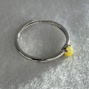 Type A Brown Cabochon Jadeite in S925 Sliver Ring (Adjustable Size) 0.87g 3.3 by 2.5mm - Huangs Jadeite and Jewelry Pte Ltd