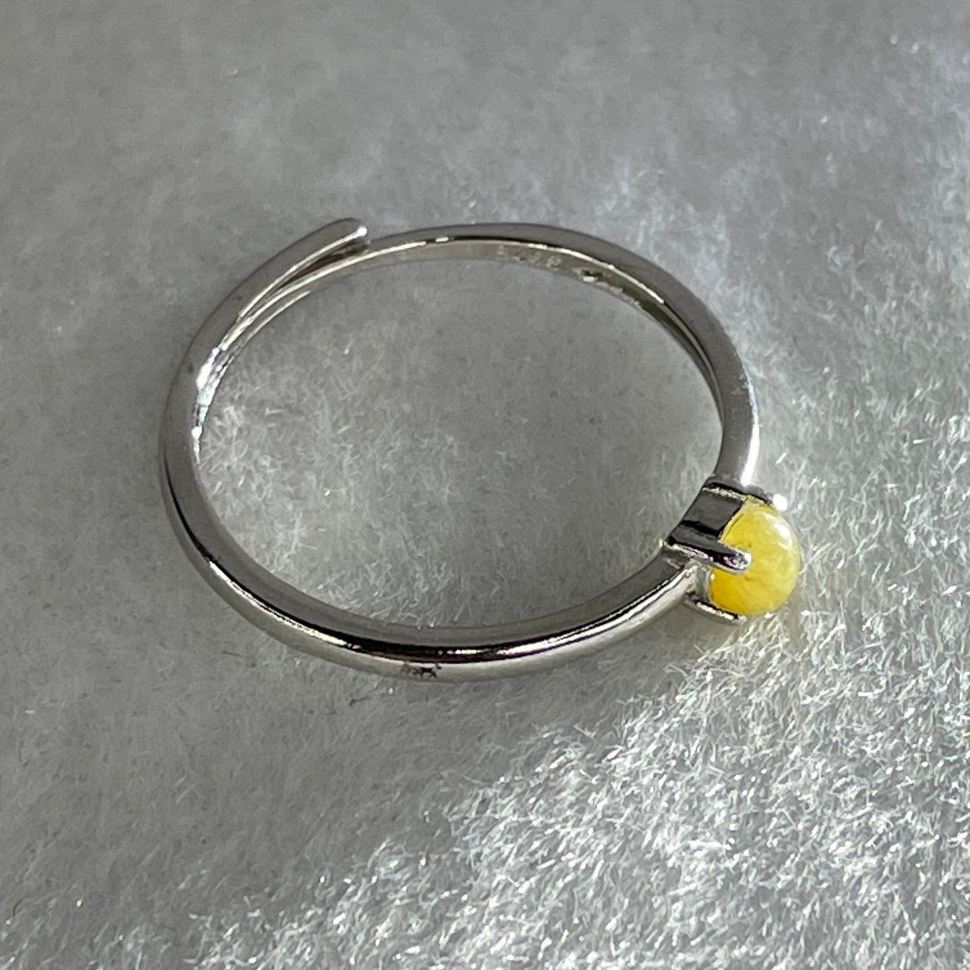 Type A Brown Cabochon Jadeite in S925 Sliver Ring (Adjustable Size) 0.87g 3.3 by 2.5mm - Huangs Jadeite and Jewelry Pte Ltd
