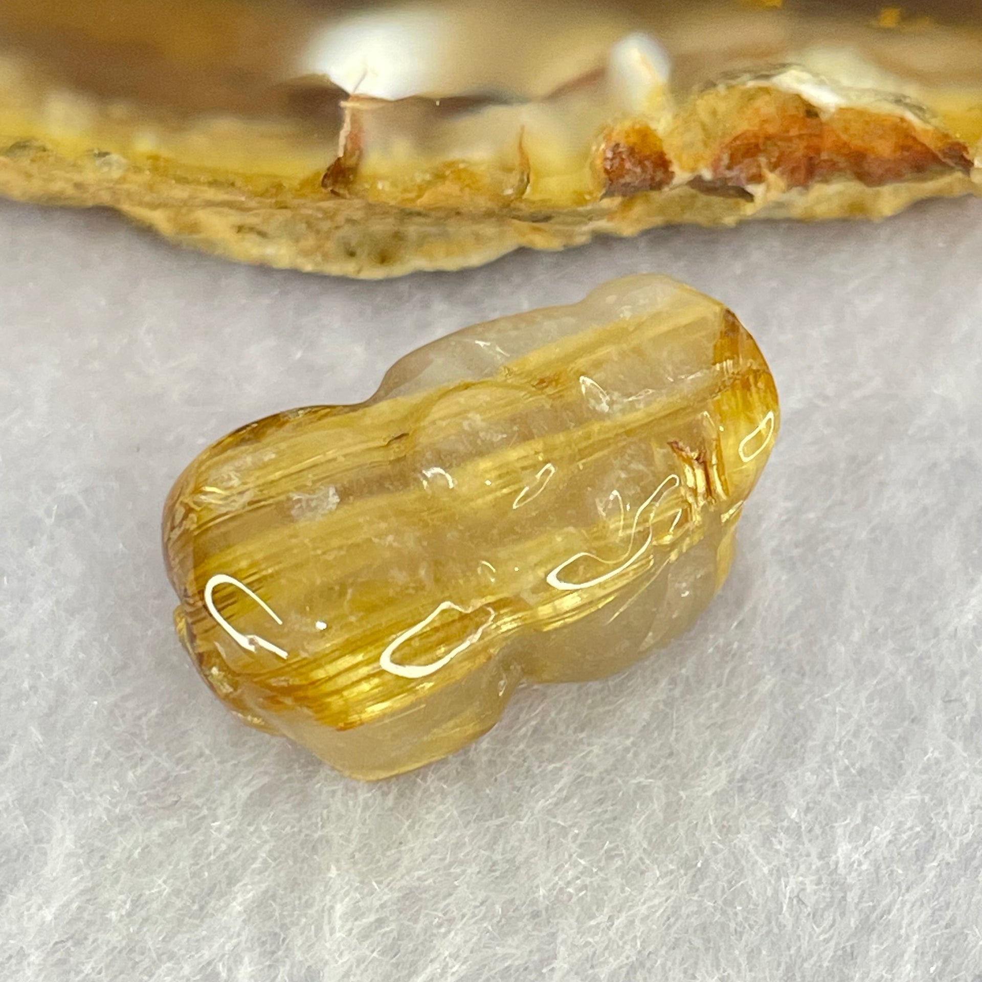 Natural Golden Rutilated Quartz Pixiu Charm 4.07g 20.6 by 12.3 by 9.5mm - Huangs Jadeite and Jewelry Pte Ltd