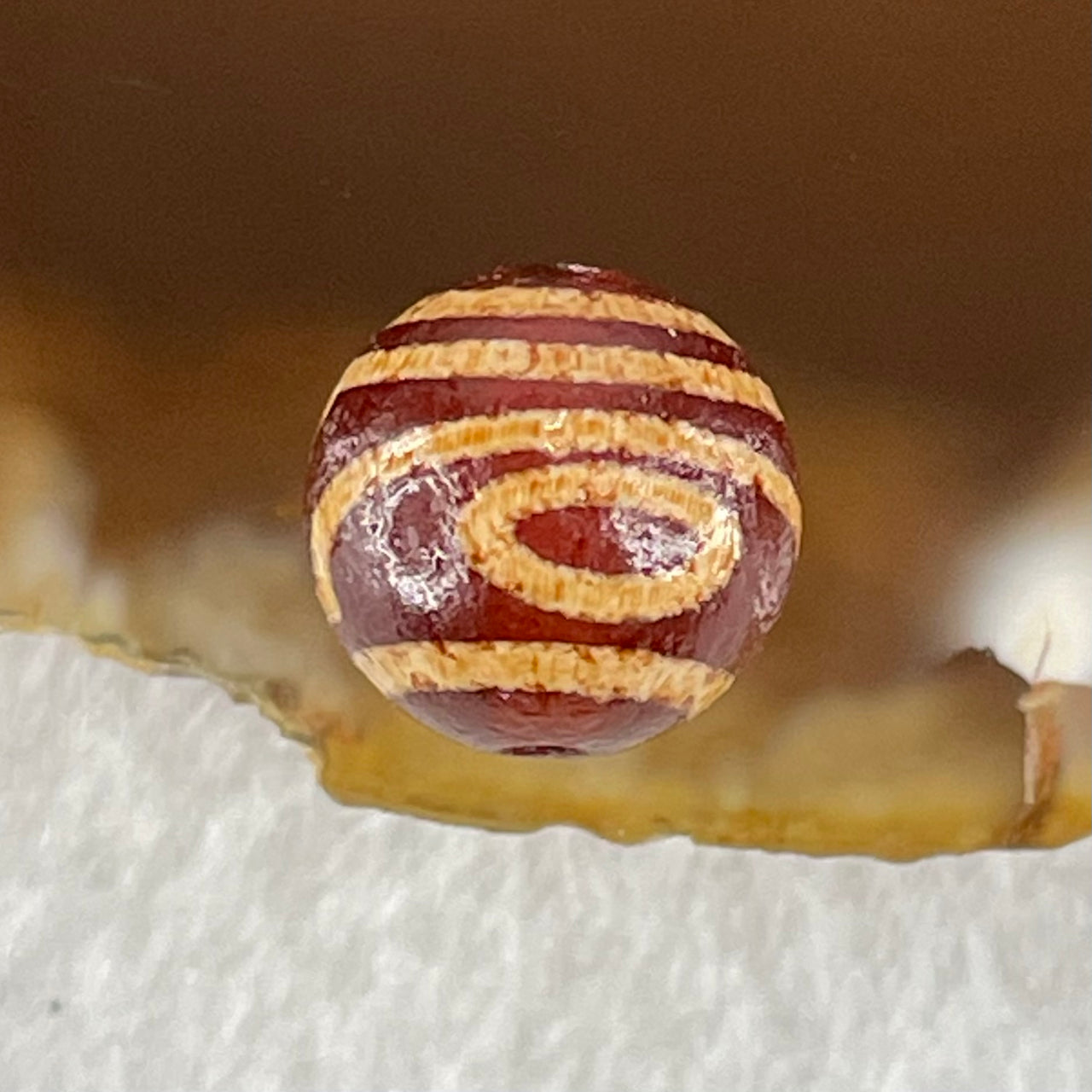 Natural Powerful Tibetan Old Oily Agate 2 Eye Dzi Bead Heavenly Master (Tian Zhu) 二眼天珠 1.42g 10.1 by 10.3mm - Huangs Jadeite and Jewelry Pte Ltd