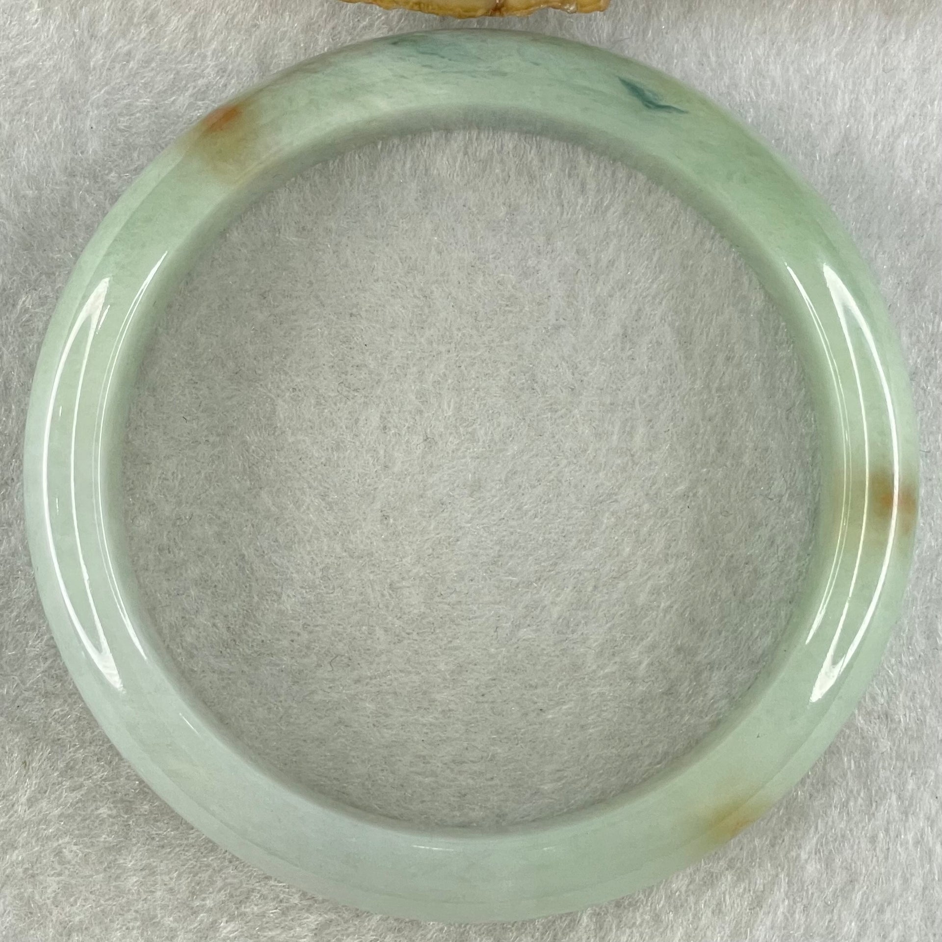 Type A Light Blueish Green with Brown Yellow and Dark Blueish Green Patches Jadeite Bangle 51.67g Internal Diameter 55.6mm 14.0 by 7.2mm (Close to Perfect) - Huangs Jadeite and Jewelry Pte Ltd