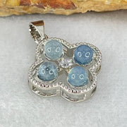 Above Average Grade Rare Natural Blue Dumortierite Rutilated Quartz in S925 Four Leaf Clover Pendant 2.21g 4.0mm 4pcs - Huangs Jadeite and Jewelry Pte Ltd
