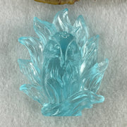 Liuli Blue 9 Tail Fox Display 74.92g 52.5 by 26.0 by 64.3mm - Huangs Jadeite and Jewelry Pte Ltd