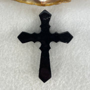 Type A Opaque Black Jadeite Cross Pendant 13.83g 49.8 by 38.2 by 8.3mm - Huangs Jadeite and Jewelry Pte Ltd